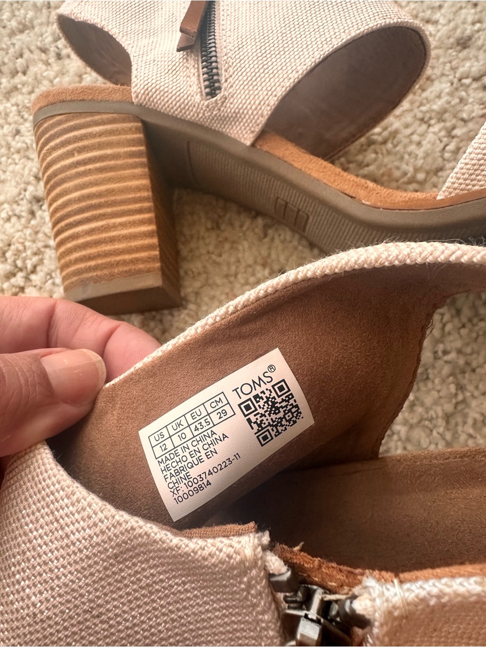 Majorca Cutout Sandal Women's Neutral Canvas Block Heel Sandals - Beige - Picture 5 of 6